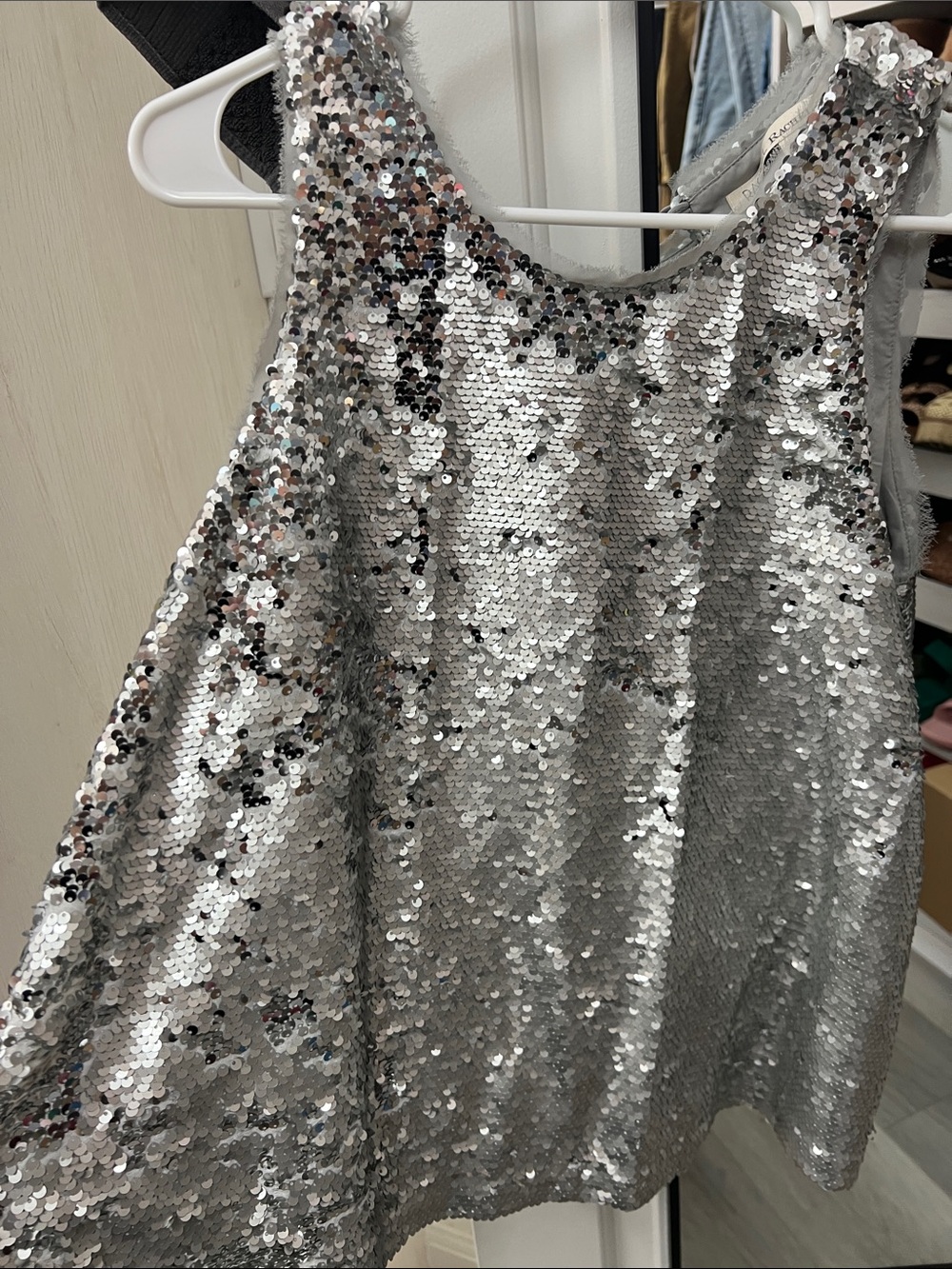 RACHEL Rachel Roy Silver Sequin Tank Top